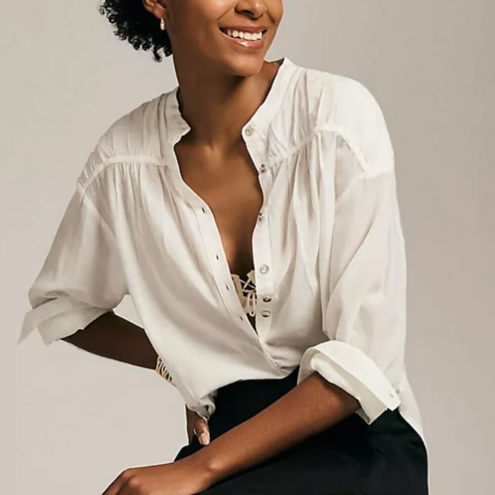 ANTHROPOLOGIE Henley Pullover Blouse